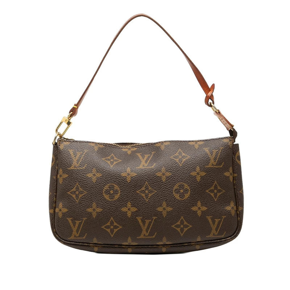 Louis Vuitton Monogram Pochette Accessoires Handbag Brown Leather